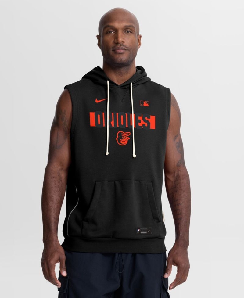 Men's Black Baltimore Orioles Authentic Collection Standard Issue Dri-FIT Sleeveless Hoodie