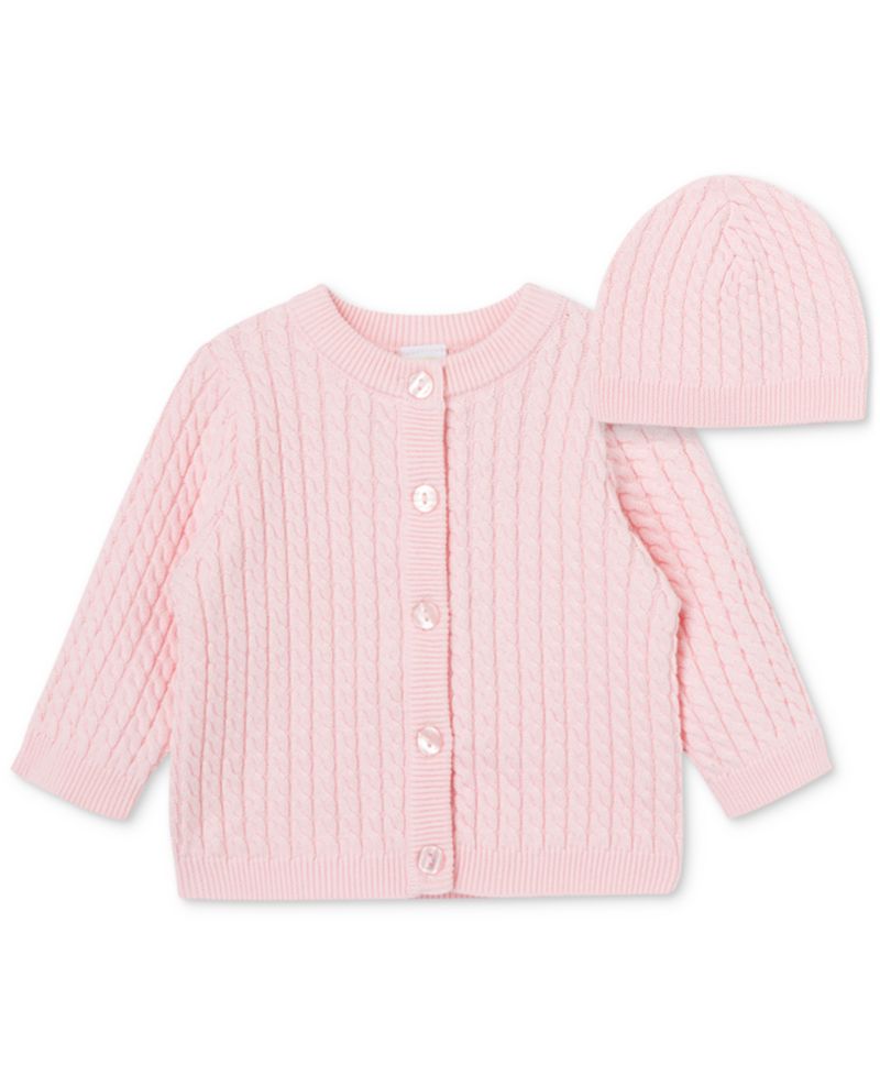 Baby Cotton Cable-Knit Cardigan & Matching Hat, 2 Piece Set