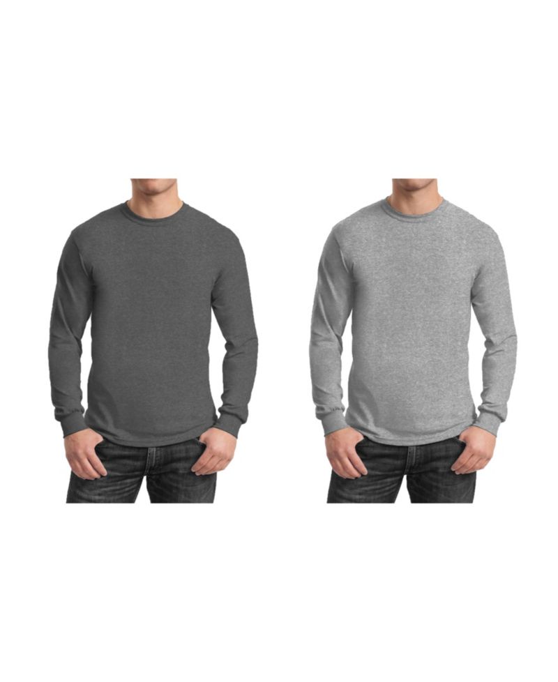 Men's 2-Pack Egyptian Cotton-Blend Long Sleeve Crew Neck Tee