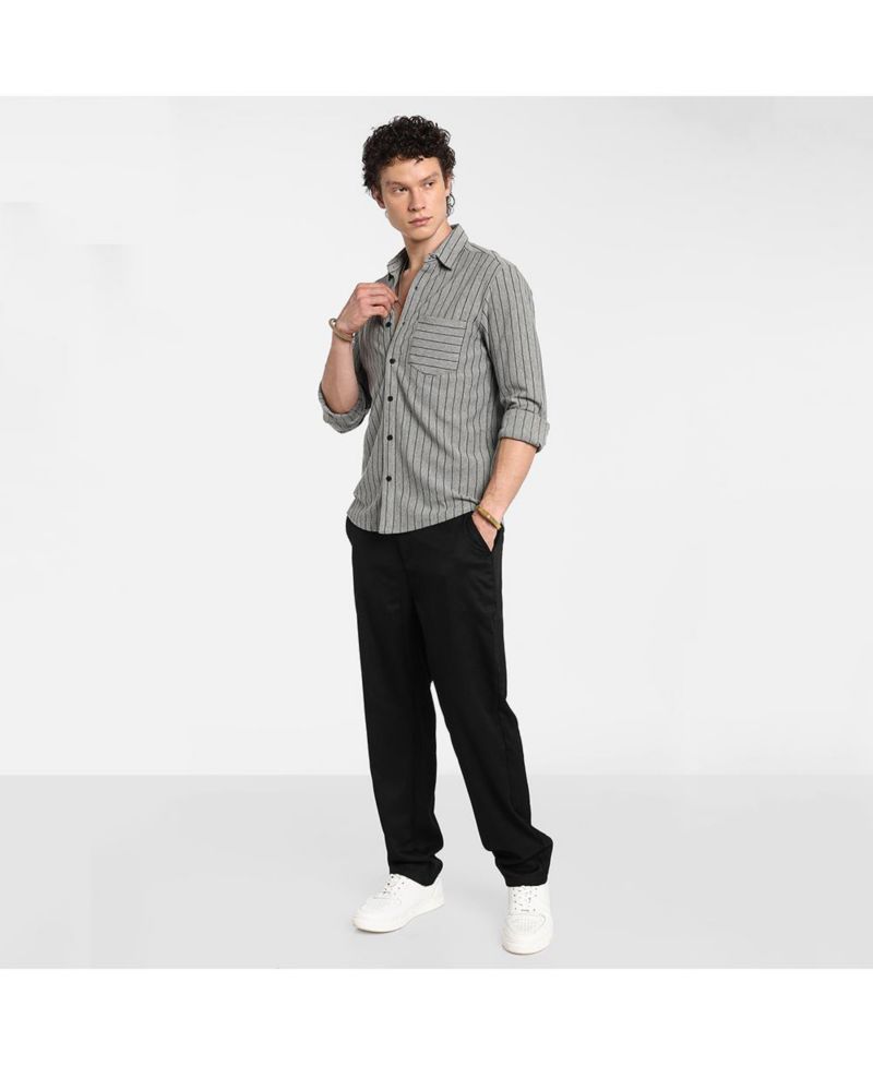 Men's Moon Grey Pinstriped Shirt