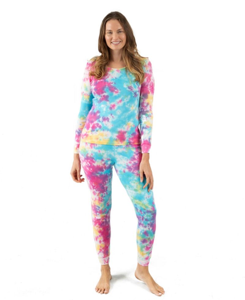 Women's Matching Family Two Piece Cotton Long Sleeve Tie Dye Pajamas
