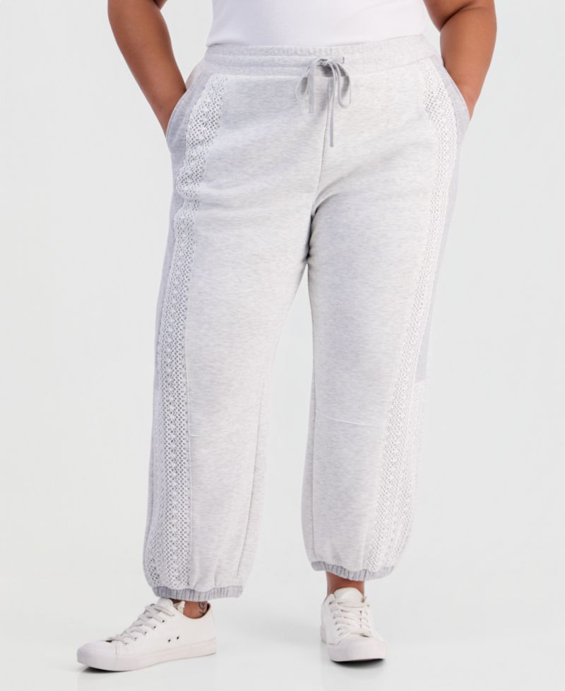 Plus Size Crochet High-Rise Fleece Jogger