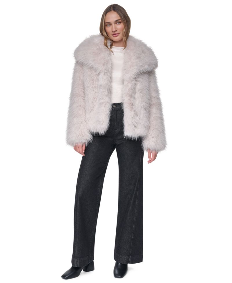 Women's Shawl-Collar Faux Fur Jacket