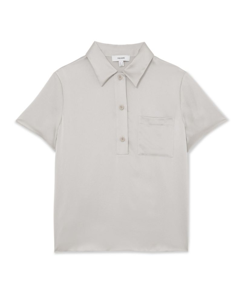Women's Silk Half-Button Short-Sleeve Shirt