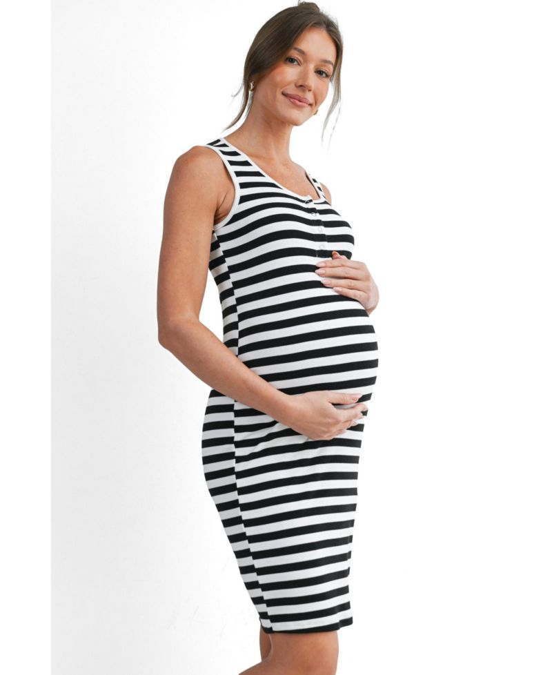 Women's Sleeveless Striped Bodycon Nursing Friendly Dress