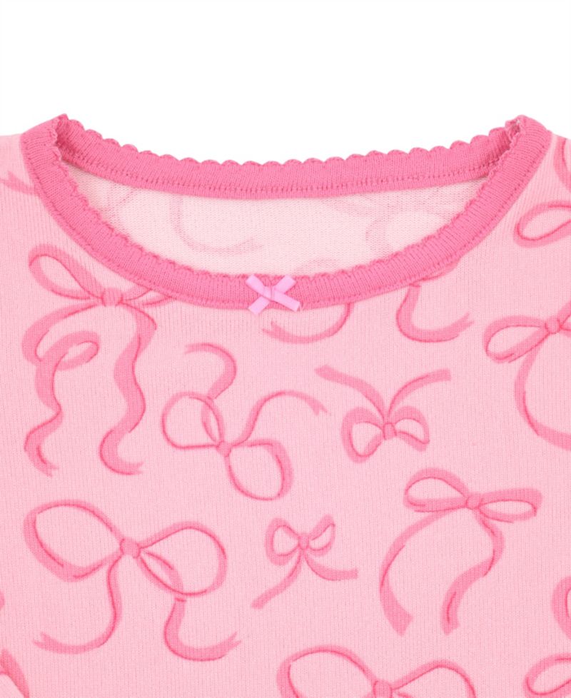 Girls' 12M-5T Bows Allover Print Pajama with Socks, 3-Piece Set