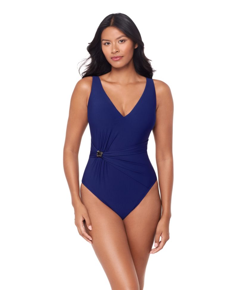 Women's Solid Yara V-Neck One-Piece Swimsuit