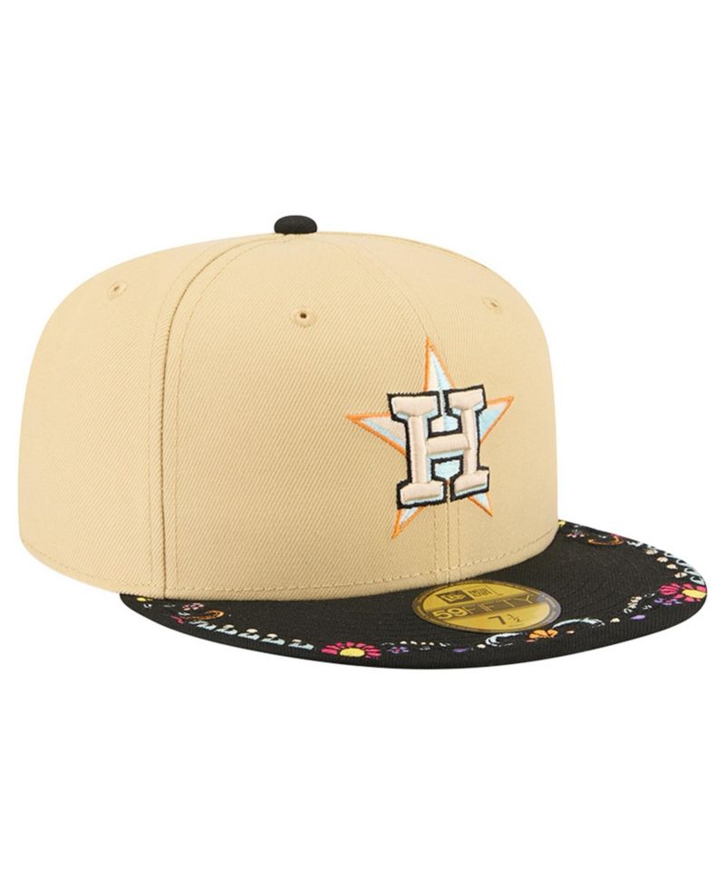 Men's Light Beige Houston Astros Two-Tone Embroidered Visor 59FIFTY Fitted Hat
