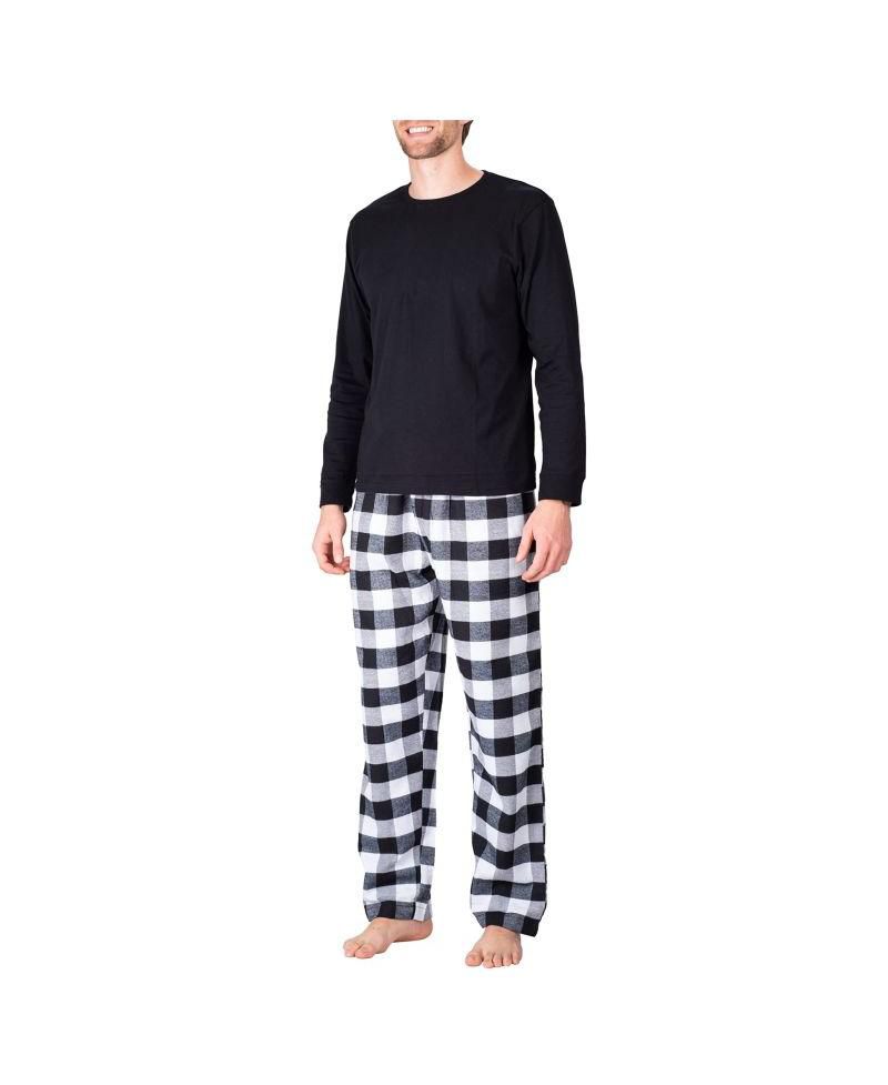 Men's Crew Neck Flannel Pajama Set