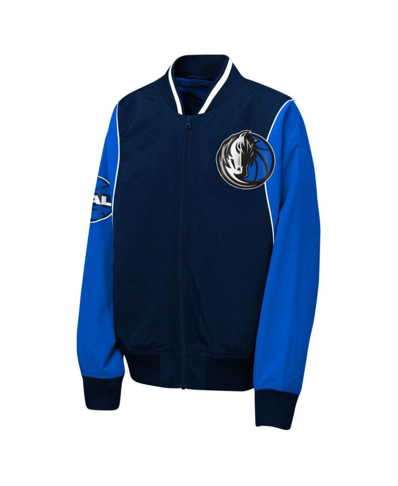 Big Boys and Girls Navy/Blue Dallas Mavericks Two-Pointer Full-Zip Windbreaker