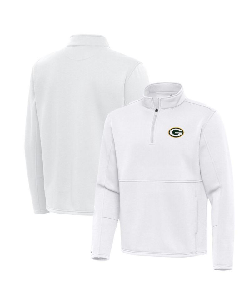 Men's White Green Bay Packers Twist Quarter-Zip Pullover Sweatshirt