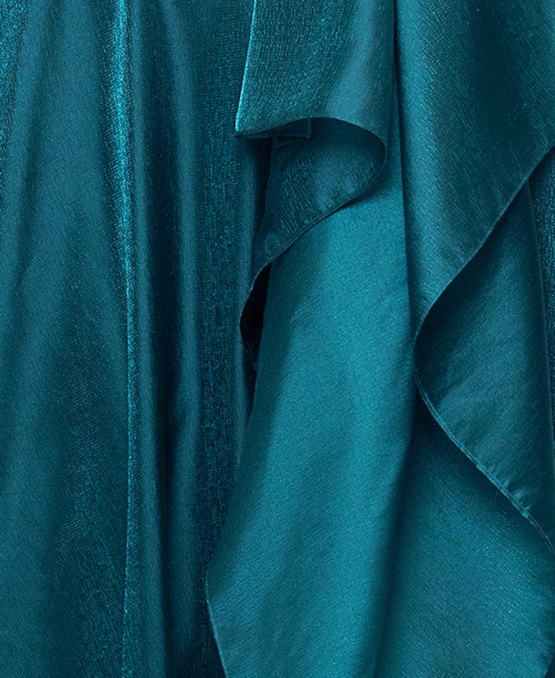 Petite Metallic Draped One-Shoulder Gown