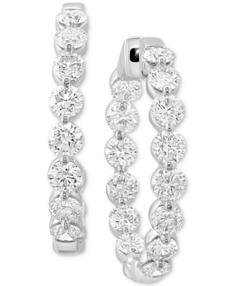 EFFY® Lab Grown Diamond In & Out Hoop Earrings (2-7/8 ct. t.w.) in 14k White Gold, 0.87"