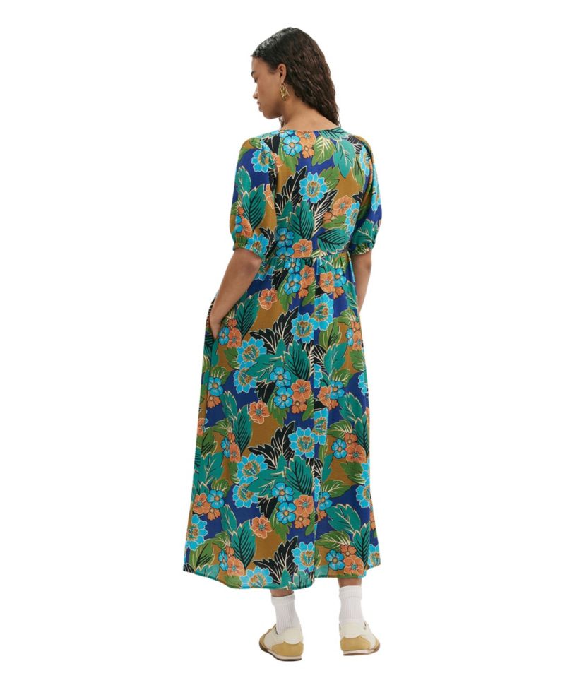 Women's Logan Floral-Print A-Line Short-Sleeve Midi Dress