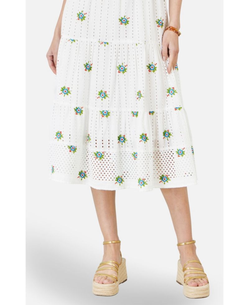 Women's Embroidered Broderie Midi Sun Dress