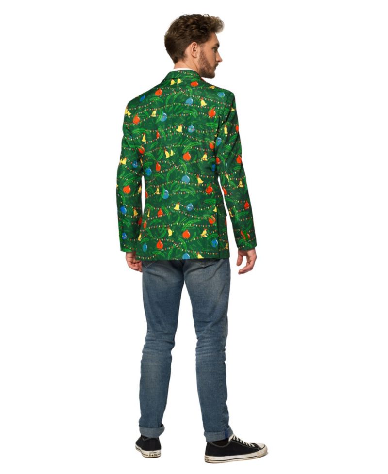 Men's Christmas Blazer - Festive Light - Up X- Mas Jacket Slim Fit - Green