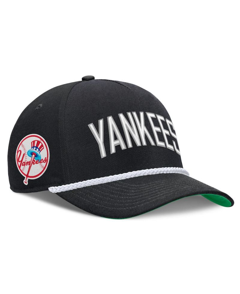 Men's Black New York Yankees Cooperstown Collection Rise Adjustable Hat