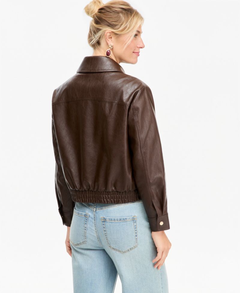 Women's Faux Leather Bomber Jacket