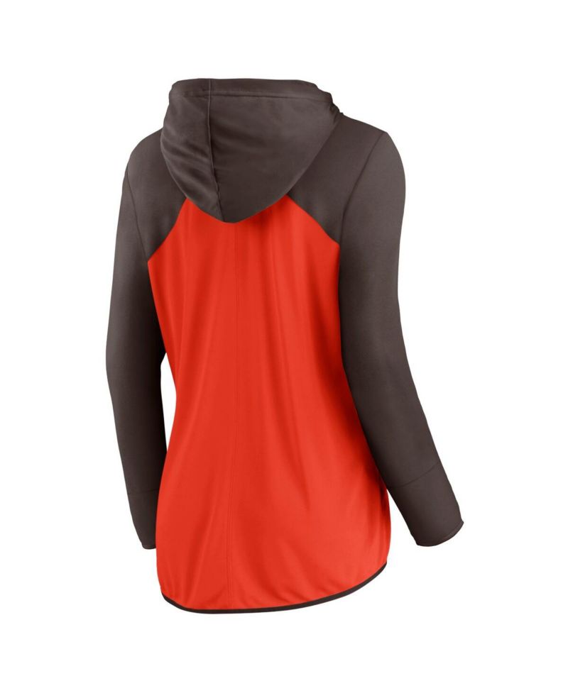 Women's Orange/Brown Cleveland Browns Script Full-Zip Hoodie