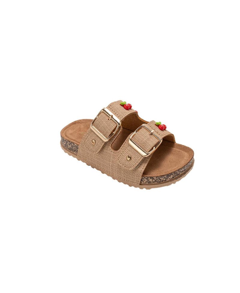 Girls Sandals - Comfortable, Easy Slide-On with Cherry Charm Detail