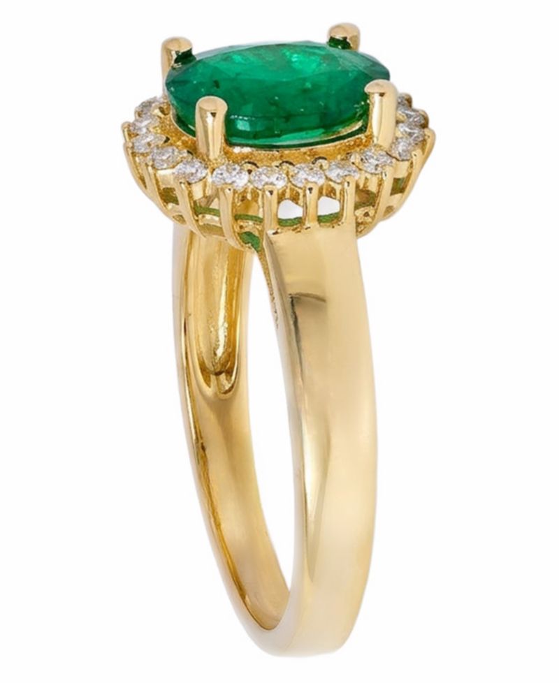 Emerald (1-5/8 ct. t.w.) & Diamond (1/5 ct. t.w.) Ring in 14k Yellow Gold