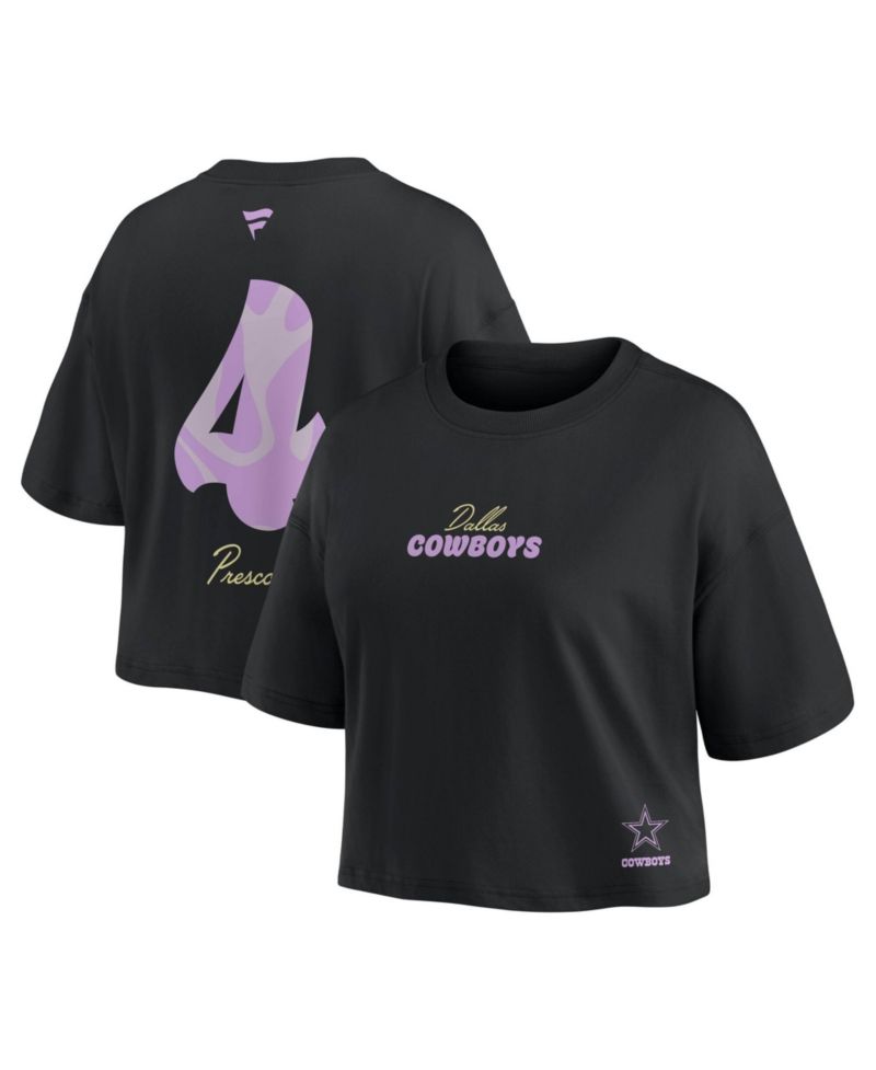 Women's Dallas Cowboys Dak Prescott Relaxed-Fit Cropped T-Shirt