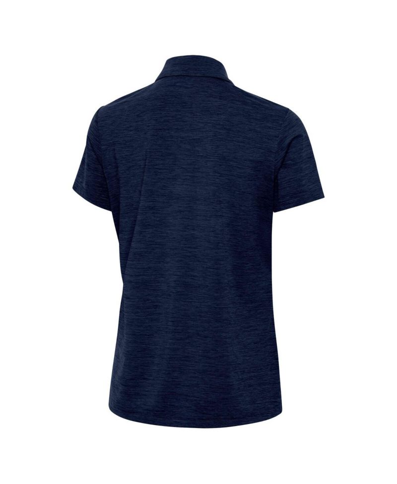 Women's Heather Navy Michigan Wolverines Layout V-Neck Polo Shirt