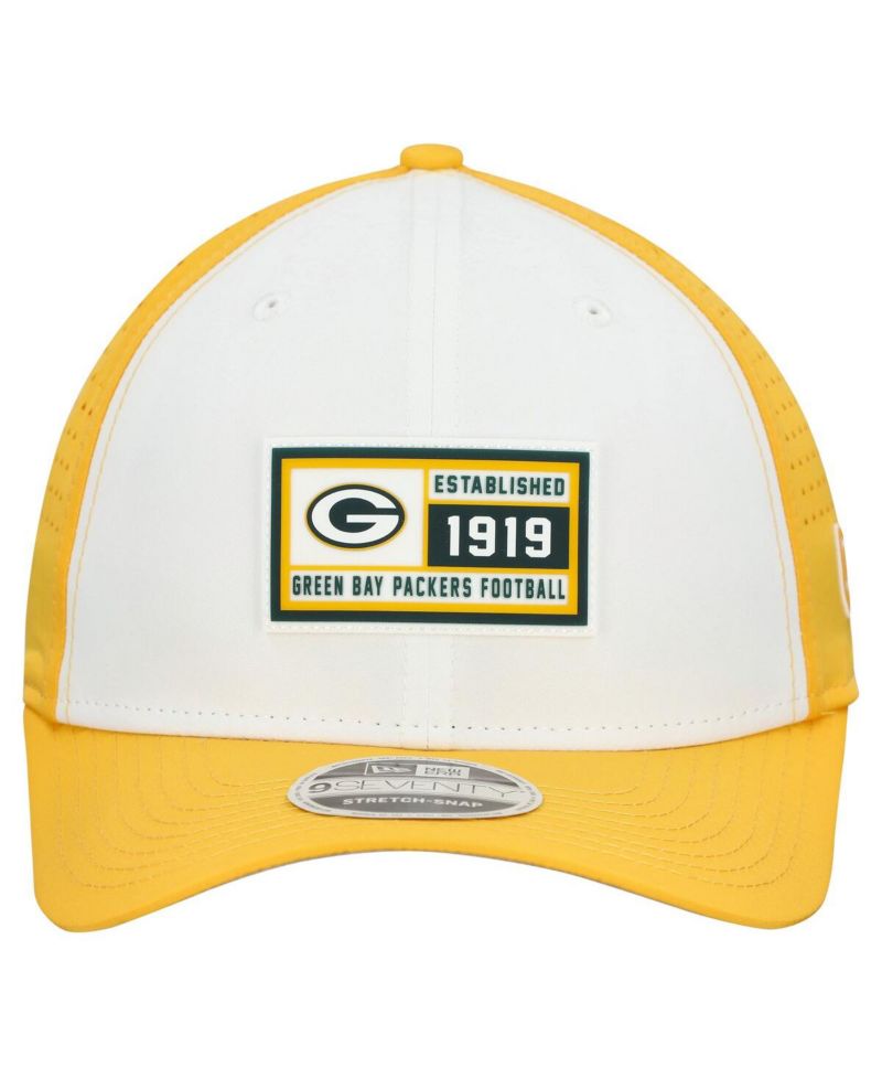 Men's White/Gold Green Bay Packers Established Patch 9SEVENTY Adjustable Hat