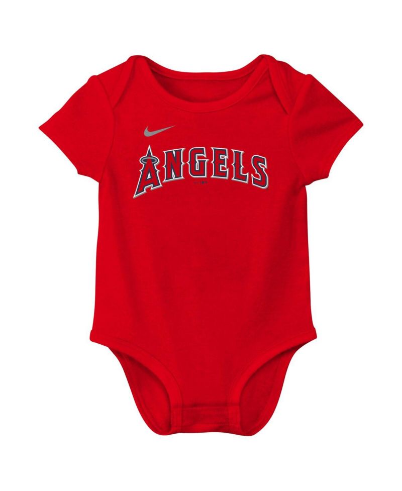 Baby Boys and Girls Mike Trout Red Los Angeles Angels Fuse Name & Number Bodysuit