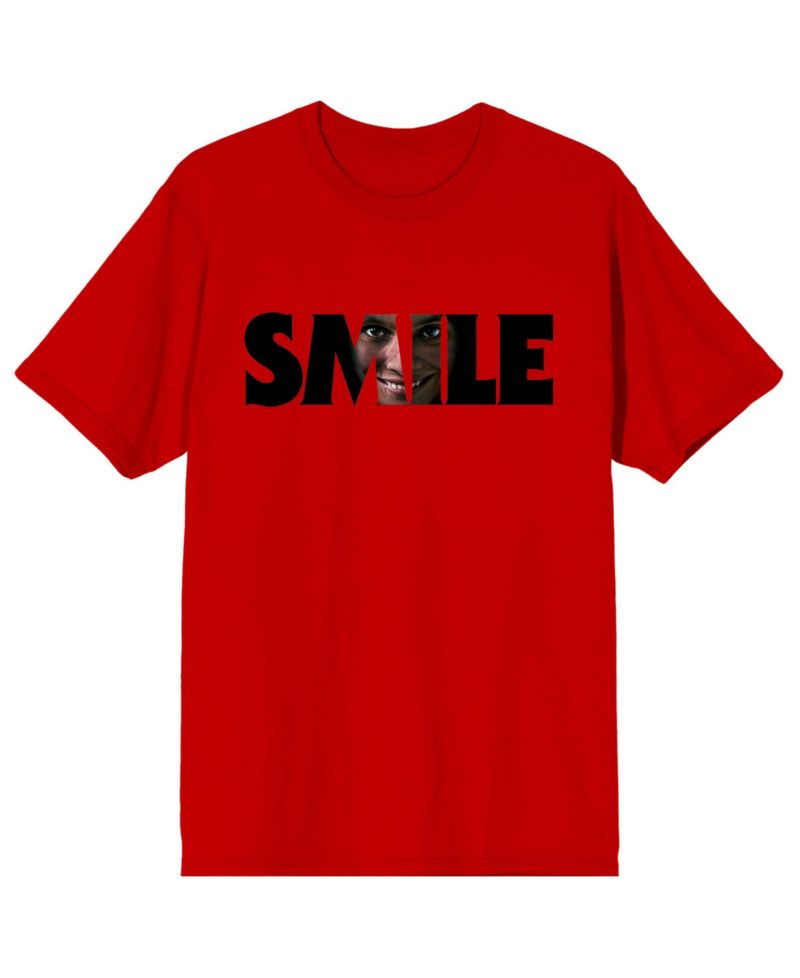 Men's Text With Hidden Face Crew Neck Short Sleeve Adult Red T-shirt-XXL