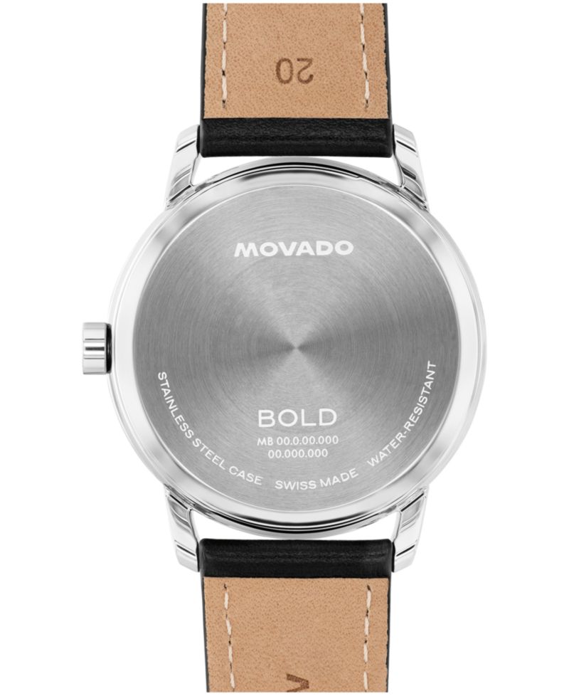 Men's Bold Echo Swiss Quartz Black Leather Watch 40mm