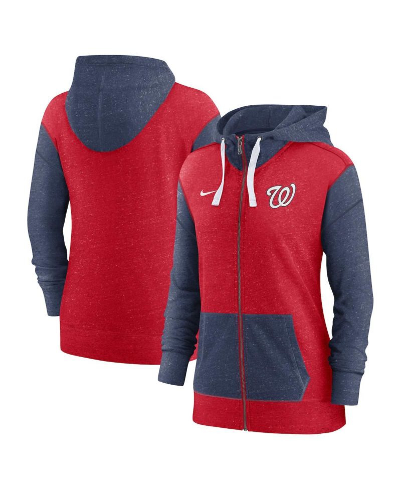 Women's Red Washington Nationals Full-Zip Hoodie