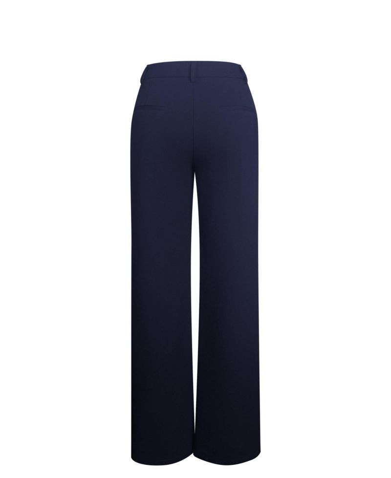 Women Yanin Navy Low-Rise Straight Leg Pants