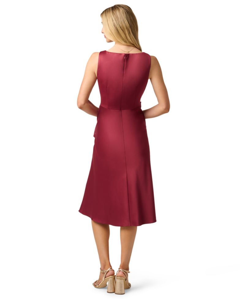 Women's Cowl Neck Draped A-Line Midi Dress