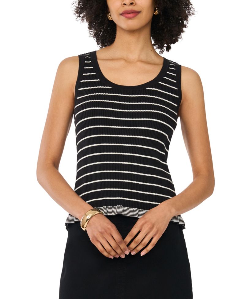 Women's Cotton Ribbed Striped Tank Top