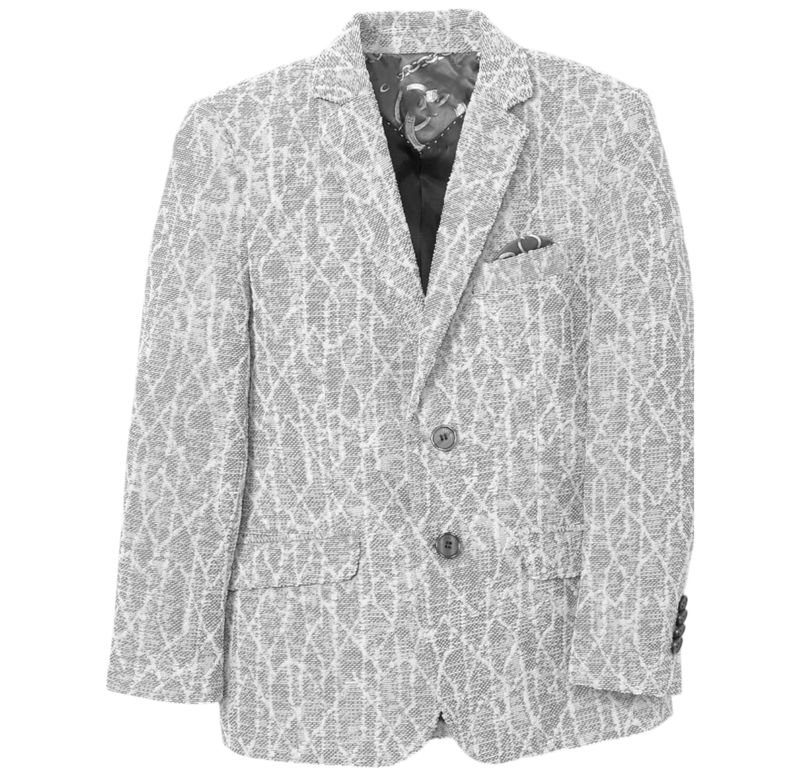Boys Blue Slim Fit Geometric Pattern Blazer