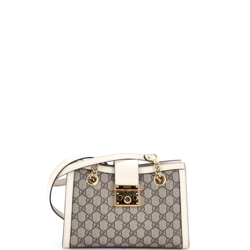 Small Padlock Chain Tote GG Coated Canvas with Leather