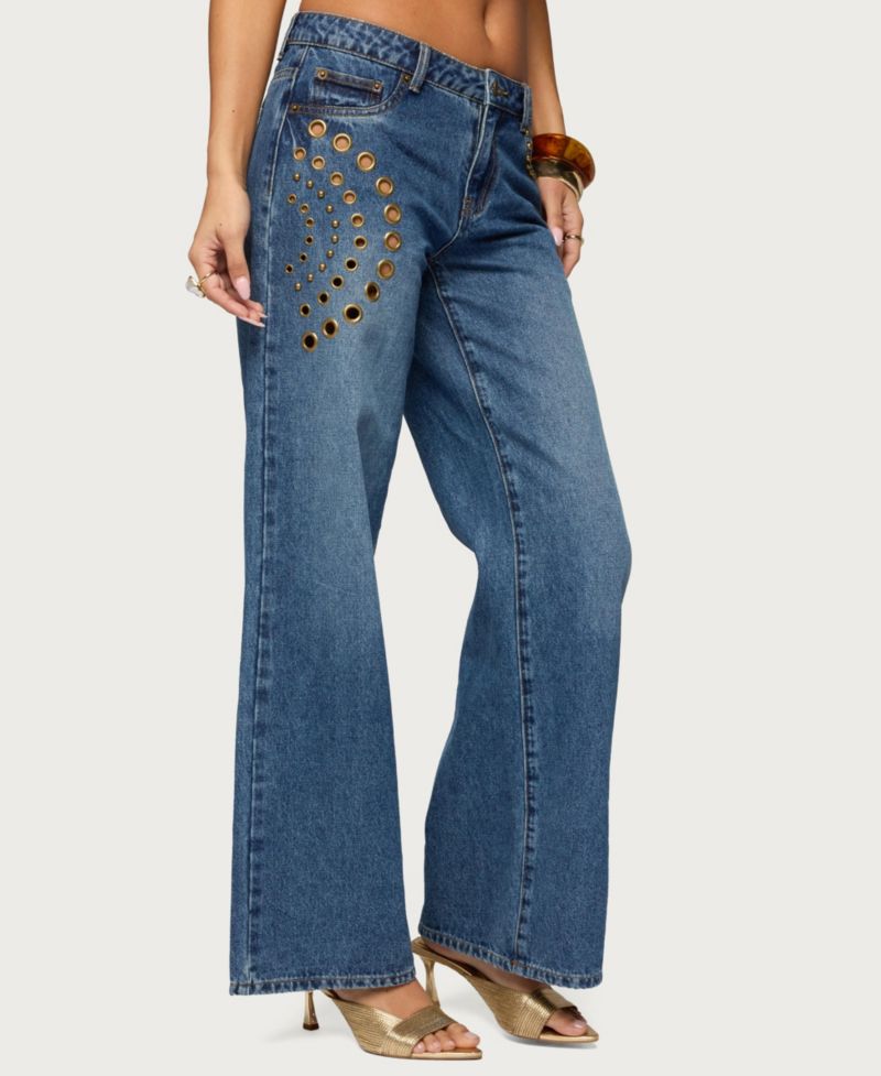 Women's Monika Stud and Grommet Low Rise Baggy Jeans