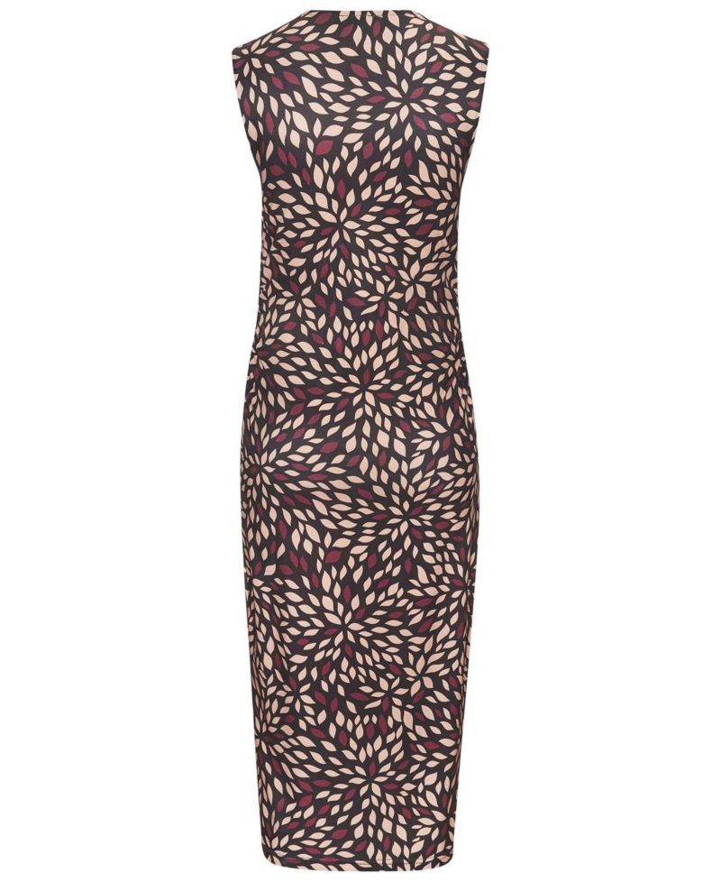 Women's Printed High Neck Fitted Everyday Comfort Midi Dress