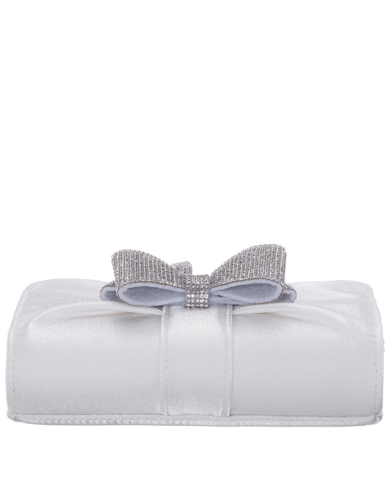 Tiered Crystal Bow Flap Clutch