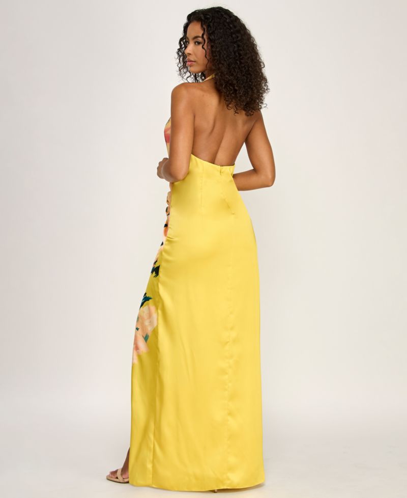 Women's Plunge V-Neck Printed Gown