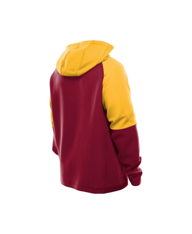 Men's Burgundy Washington Commanders Combine Authentic Color Block Raglan Pullover Hoodie