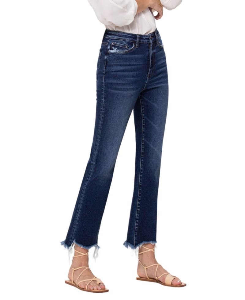 Women's Super High Rise Step Hem Ankle Flare Jeans