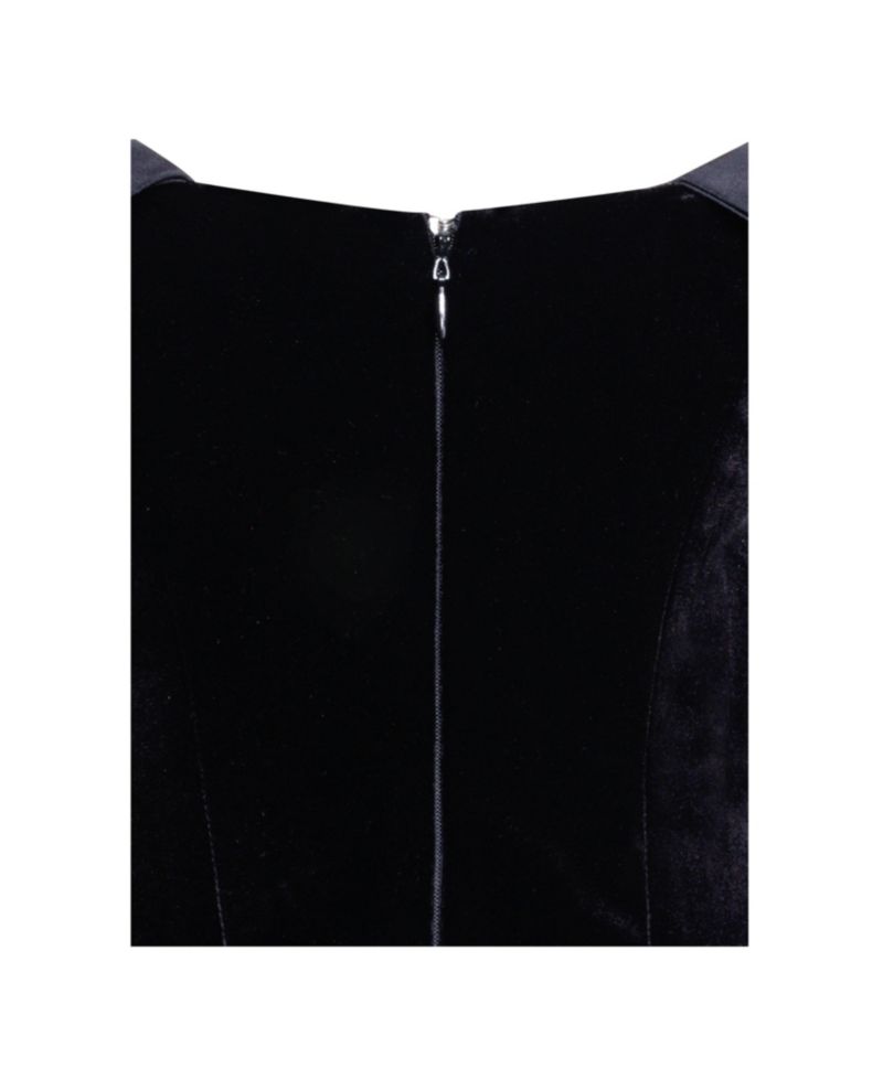 Women's Echo Black Velvet Off-shoulder Pleated Mini Dress