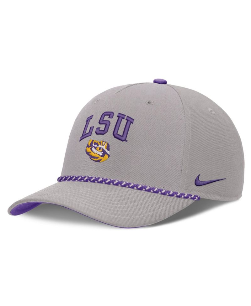 Men's and Women's Gray LSU Tigers Primetime Rise Rope Adjustable Hat