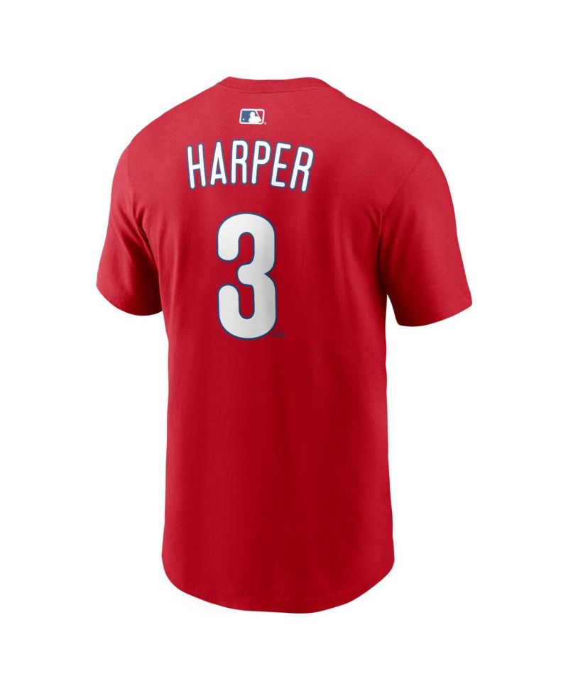 Men's Bryce Harper Red Philadelphia Phillies Name & Number T-Shirt
