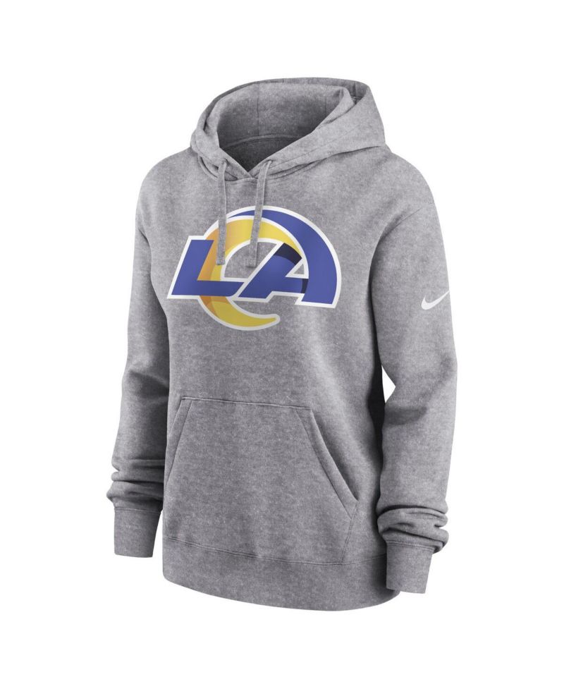 Women's Heather Gray Los Angeles Rams Team Logo Club Fleece Pullover Hoodie