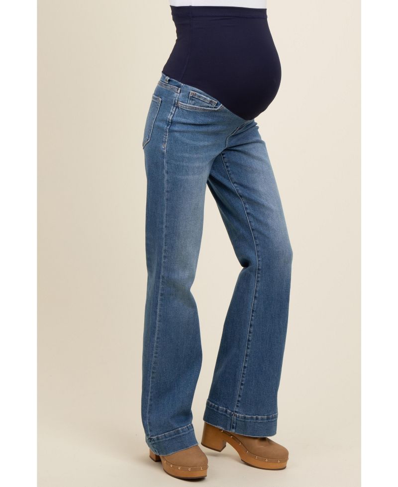 Women's Blue Wide Hem Flare Jeans