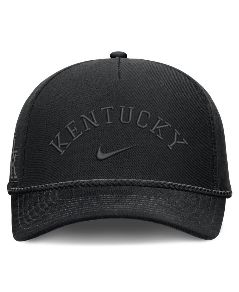 Men's and Women's Black Kentucky Wildcats Campus Prep Tonal Rope Rise 5-Panel Adjustable Hat