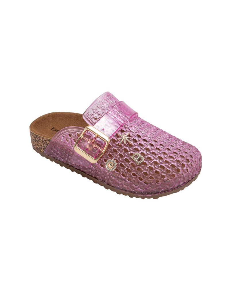 Girls Footbed Jelly Clogs - Easy Slip-On Design with Buckle and Charms